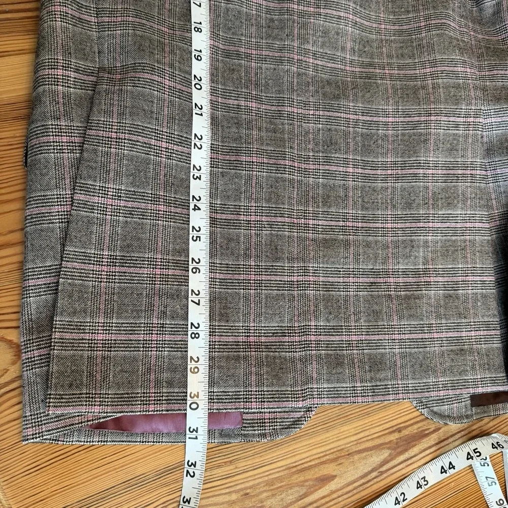 Etro Milano EU SZ 50R Sport Coat Blazer Gray/Pink Plaid Wool Silk Lined Italy